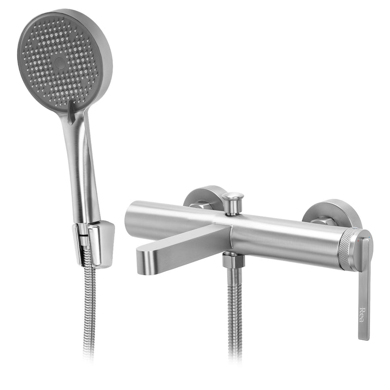 Baterie pentru cadă REA Grace Brush Nickel - Alamă, ABS - Oțel periat | SanitarePro