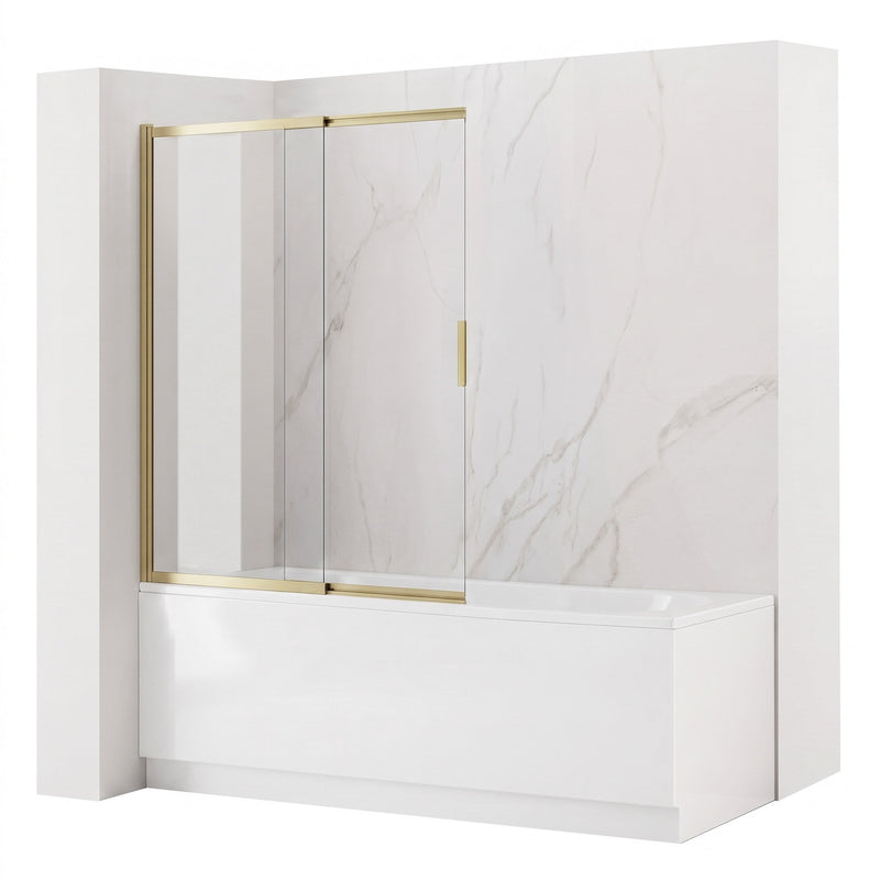 Paravan cadă culisant REA Dario Brush Gold 80 - Aluminiu, Sticla securizata - Auriu periat | SanitarePro