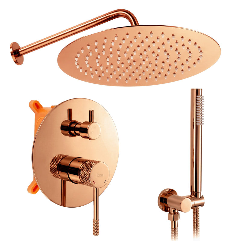 Set de dus incastrat Rea Venti Copper + BOX - Alamă, ABS - Cupru | SanitarePro