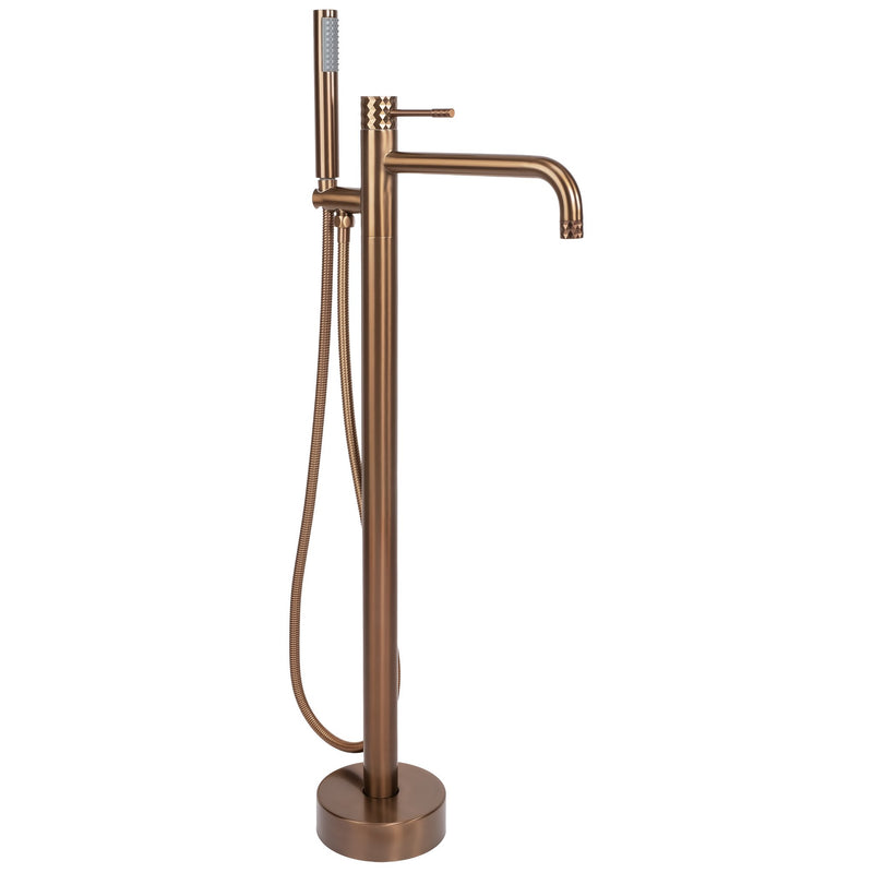 Baterie de podea Rea Lungo Diamond Brush Copper - Inox, Alamă - Cupru periat | SanitarePro