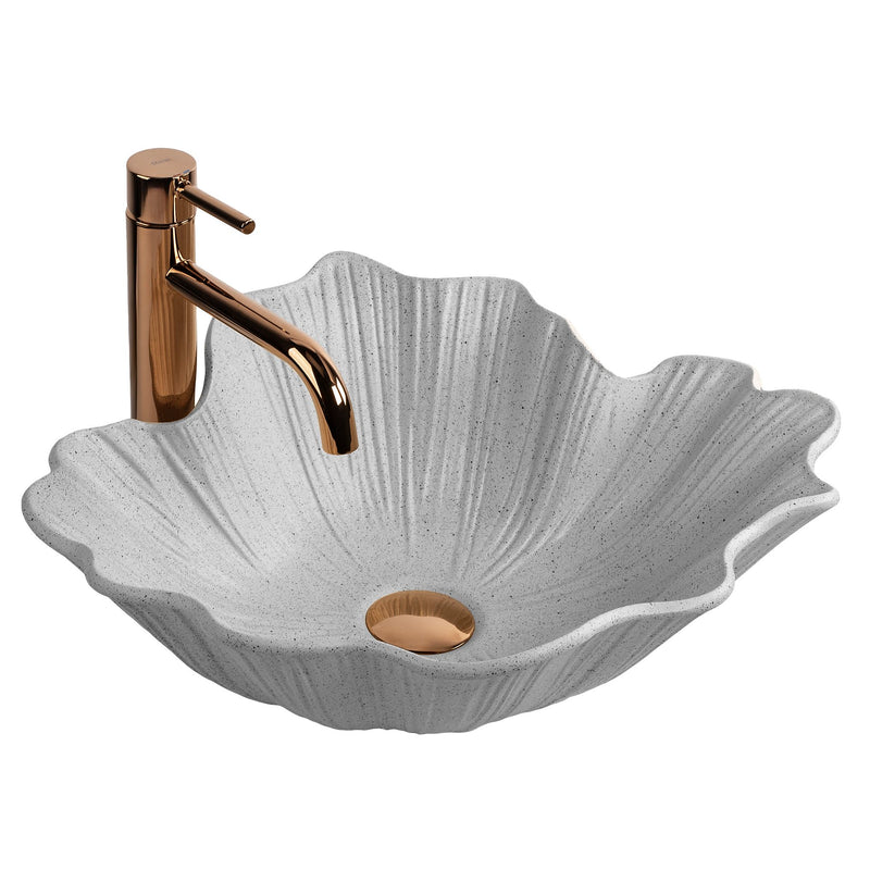 Lavoar pe blat Rea Flower Grey - Artificial Stone (piatră compozită) - Imitație piatră, Gri | SanitarePro