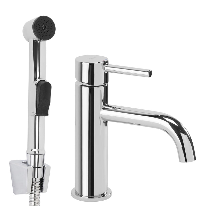 Baterie lavoar cu bidetta Rea Lungo Chrome - Alamă, ABS - Crom | SanitarePro