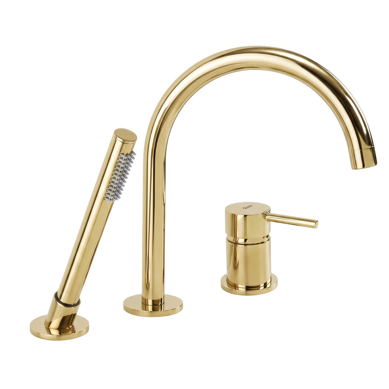 Baterie pentru Cadă cu 3 Orificii Rea Lungo Gold - Alamă - De aur | SanitarePro
