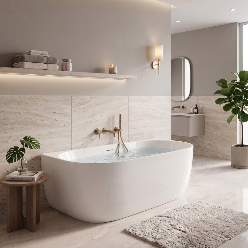 Cada din acril freestanding Rea Eris 160cm - Acrilic - Alb | SanitarePro