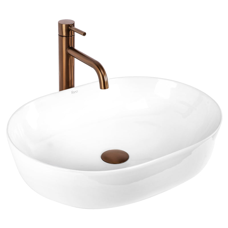 Lavoar ceramic pentru blat CLEO 50 alb - REA - Ceramică sanitară - Alb | SanitarePro
