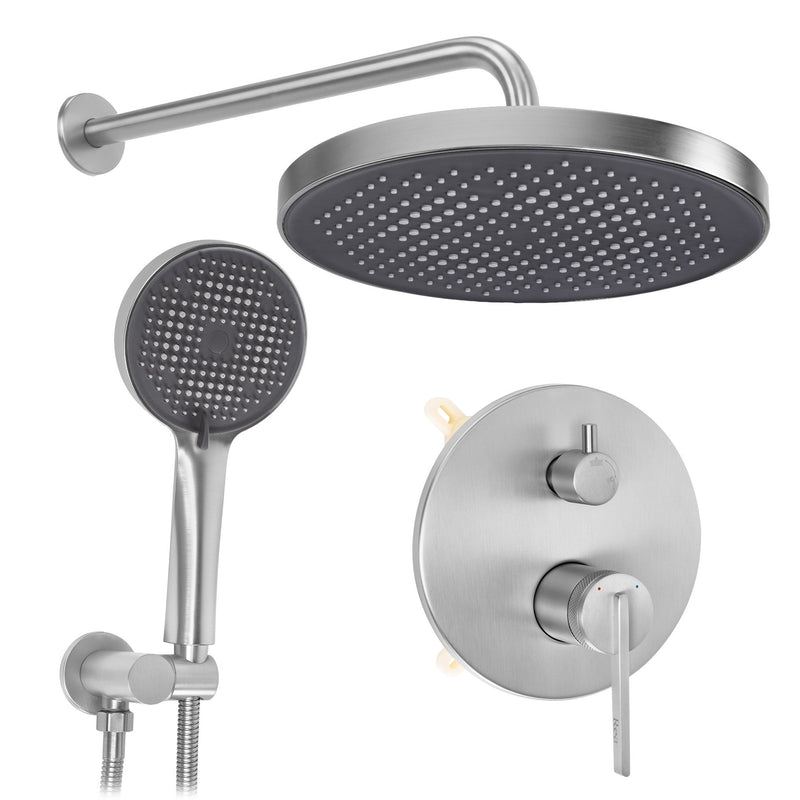 Set de dus incastrat Rea Grace Brush Nickel + BOX - Aluminiu, Plastic, Alamă - Oțel periat | SanitarePro