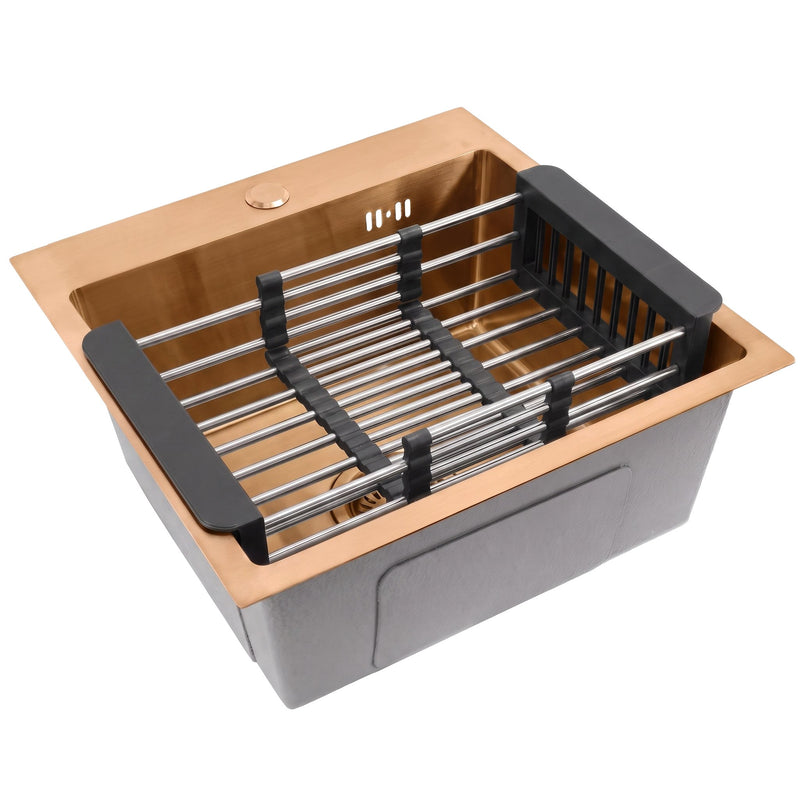 Chiuvetă din oțel cu set de accesorii 3 buc. REA Leo 40 Brush Copper - Oţel inoxidabil - Cupru periat | SanitarePro