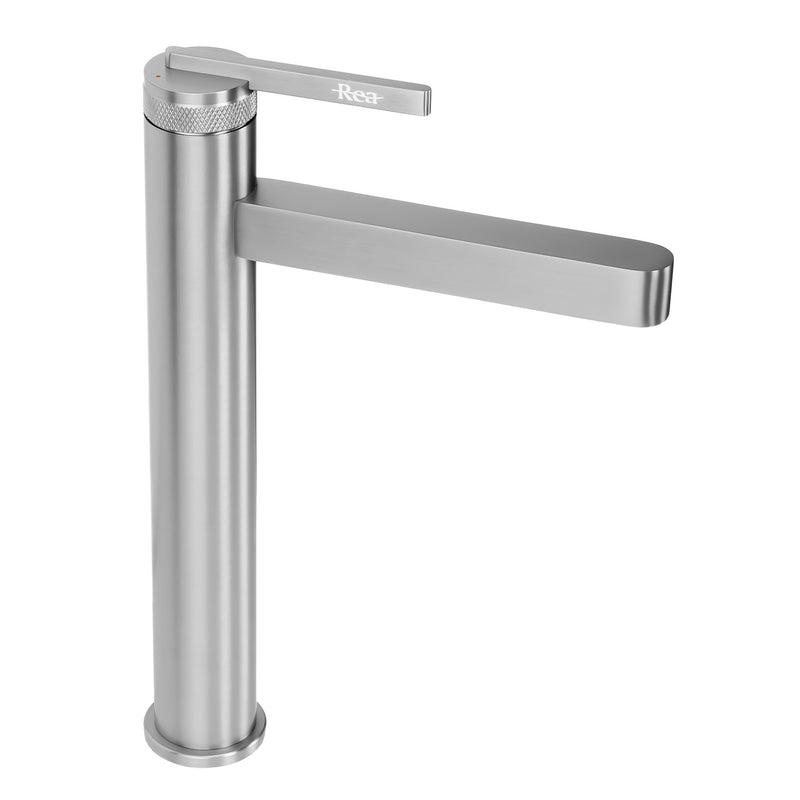 Baterie pentru baie Rea Grace Brush Nickel High - Alamă - Oțel periat | SanitarePro