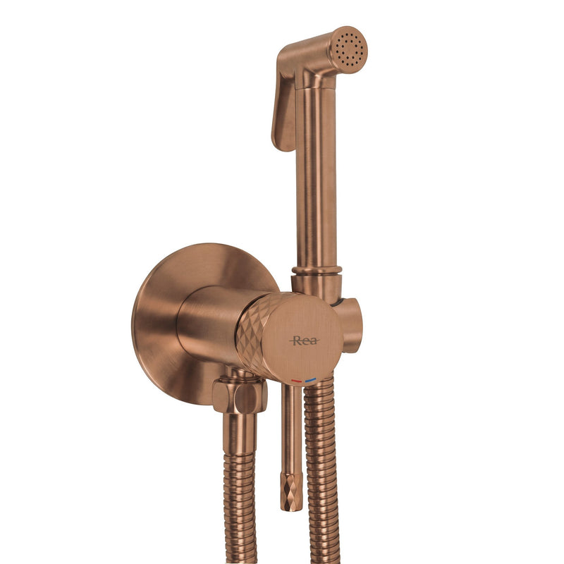 Baterie bideu Rea Lungo Loop Diamond Brush Copper - Alamă - Cupru periat | SanitarePro