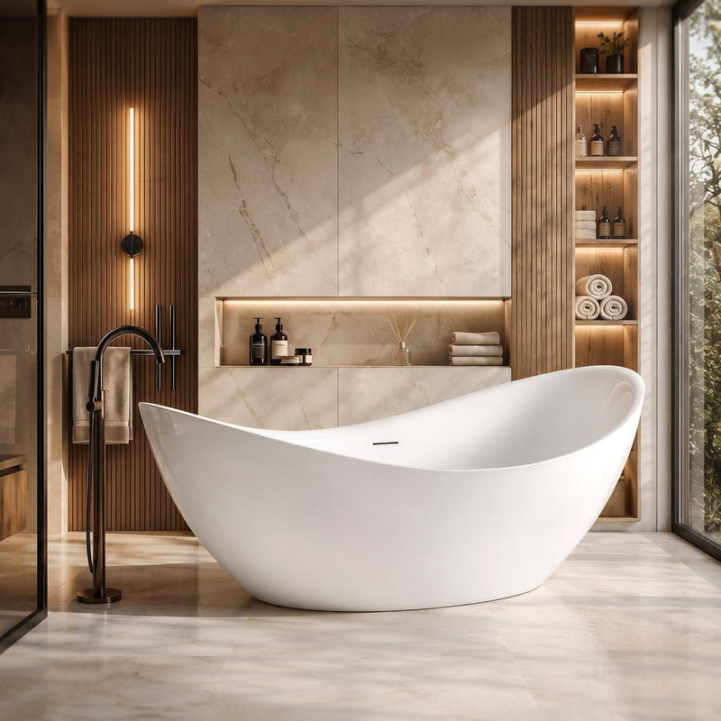 Cadă freestanding Rea Maris 180 - Acrilic - Alb | SanitarePro