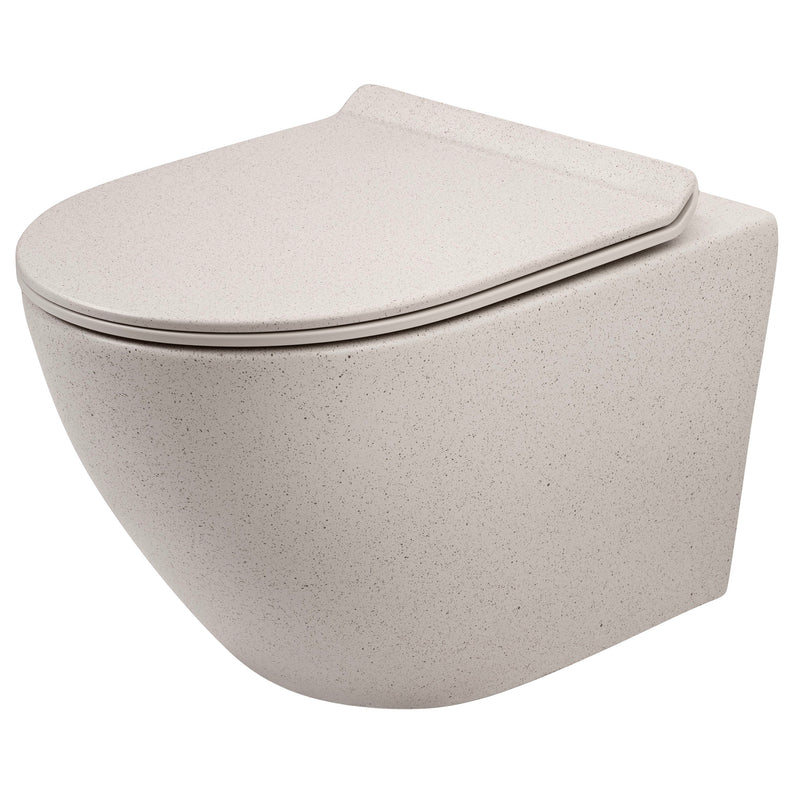 Vas WC suspendabil REA Carlo Mini Tornado Greige - Ceramică sanitară - Bej, Imitație piatră | SanitarePro