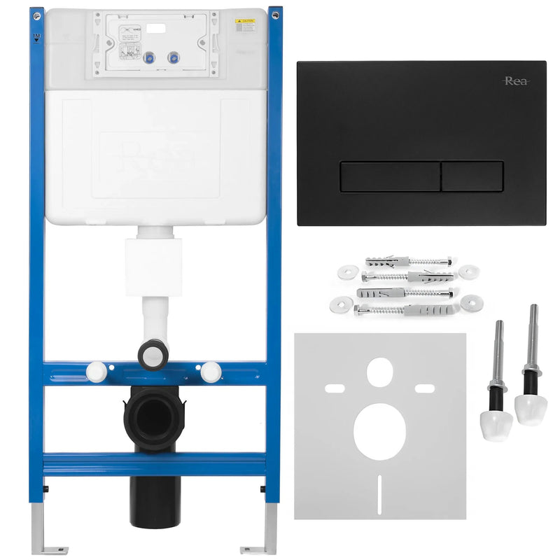 Cadru WC încastrat Rea cu buton HD Black | SanitarePro
