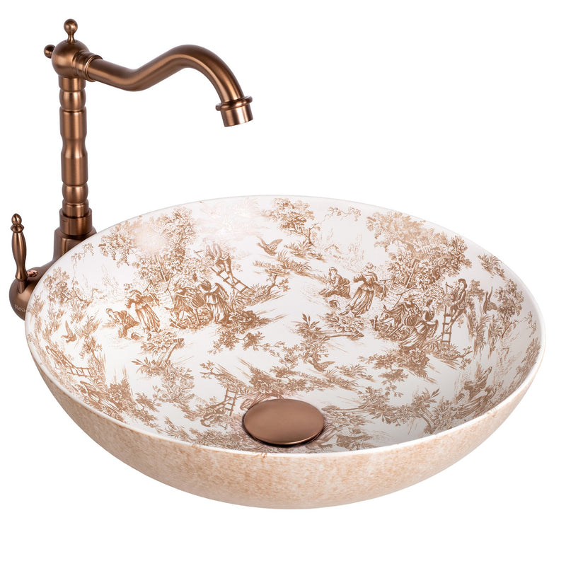 Lavoar pe blat Juliana Brown - Ceramică sanitară - Alb, Bej, Maro, Model | SanitarePro