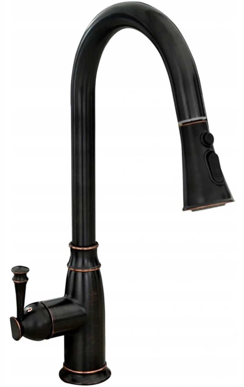 Baterie de bucatarie Rea Deco Old Black inalta - Alamă - Negru | SanitarePro