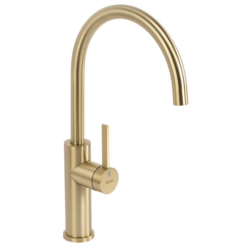 Baterie de bucătărie REA Rivo Brush Gold - Alamă - Auriu periat | SanitarePro