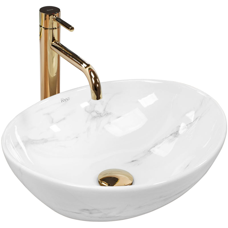Lavoar pe blat Rea Sofia Nature Marble - Ceramică sanitară - Imitație piatră | SanitarePro