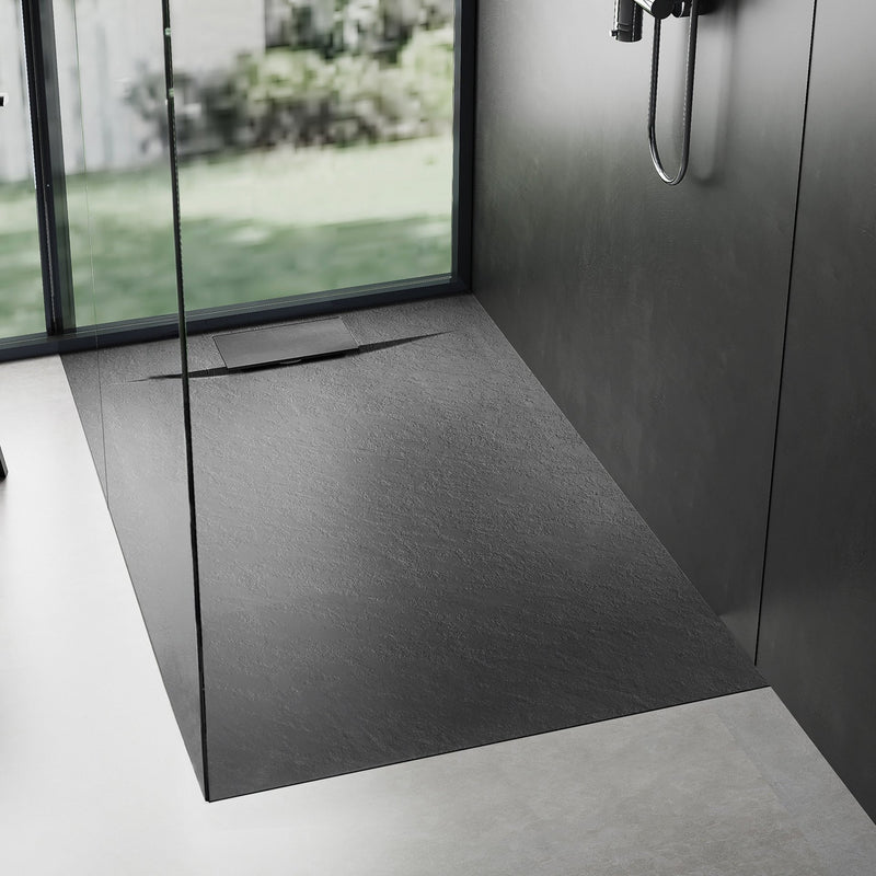 Cadita de dus Bazalt Black 80x120 - Compozit SMC - Negru | SanitarePro