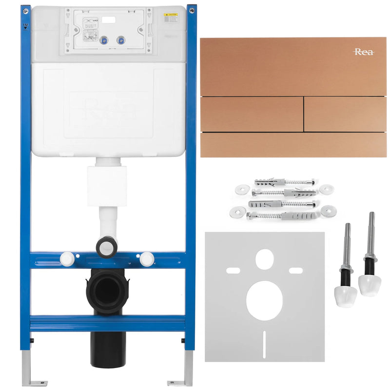 Cadru WC încastrat K011A-Q Rea cu buton T Brush Copper/Rose Gold | SanitarePro