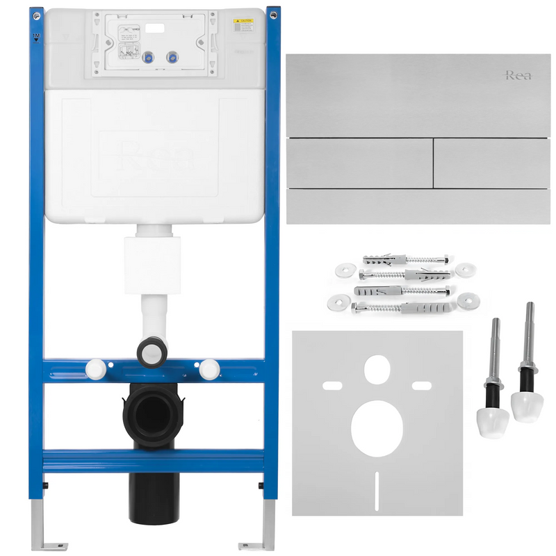 Cadru WC încastrat K011A-Q Rea cu buton T Brush Steel