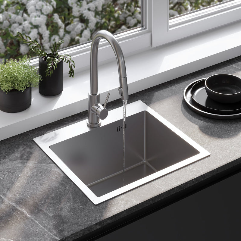 Chiuvetă inox Leo 50 BRUSH NICKEL - Oţel inoxidabil - Oțel periat | SanitarePro