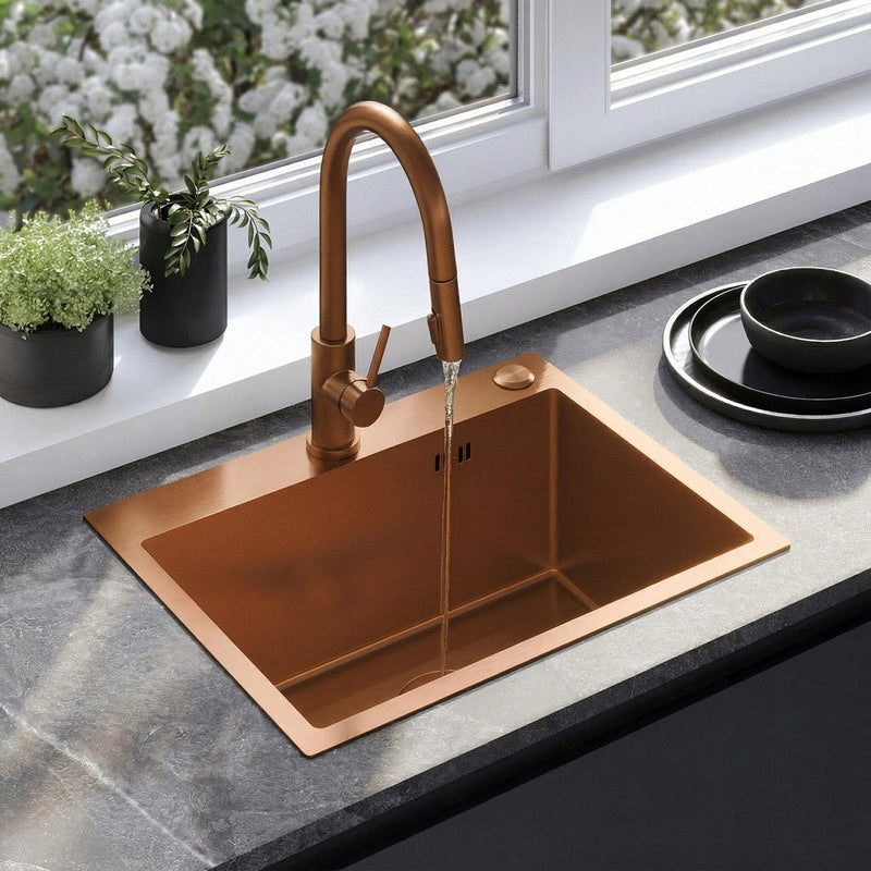 Chiuvetă inox Liam BRUSH COPPER - Oţel inoxidabil - Cupru periat | SanitarePro