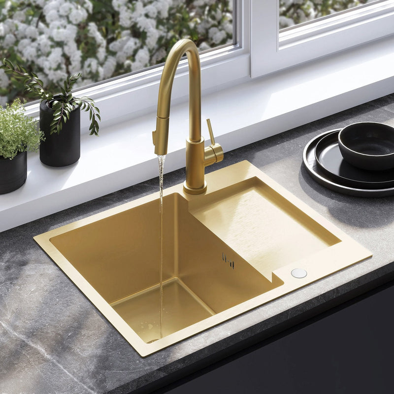 Chiuvetă inox Paul BRUSH GOLD - Oţel inoxidabil - Auriu periat | SanitarePro