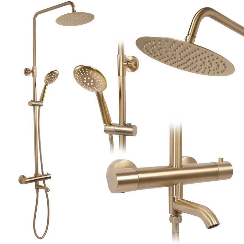 Coloana de dus cu termostat REA Lungo Gold Brush
