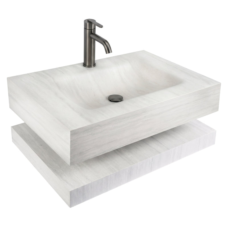 Lavoar suspendat cu raft Rea Apollo Muralto Roma 80 - Compozit din cuarț - Imitație piatră, Gri, Model | SanitarePro