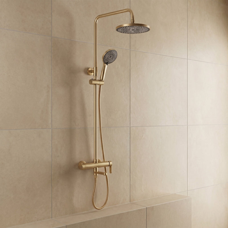 Set de Duș Rea Arcos brush gold - Inox, Alamă, ABS - Auriu periat | SanitarePro
