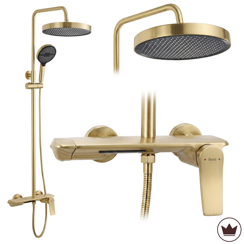 Set dus Rea Vision Brush Gold - Alamă, ABS - Auriu periat | SanitarePro