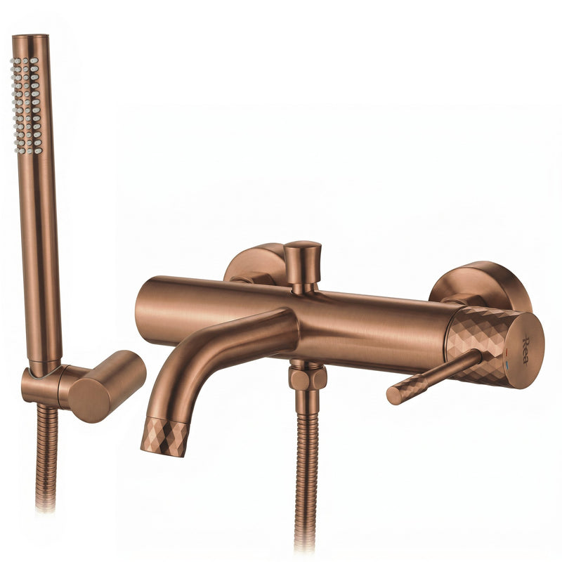 Baterie pentru cada Rea Lungo Diamond Brush Copper - Inox, Alamă - Cupru periat | SanitarePro