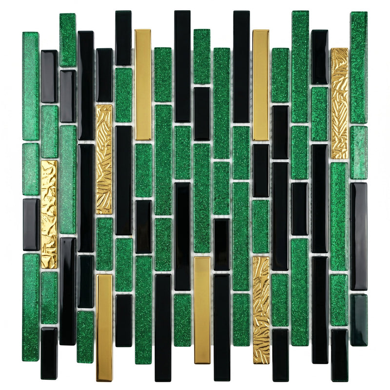 Mozaic P14456 30x30cm - Glass - Negru, Verde, Auriu | SanitarePro