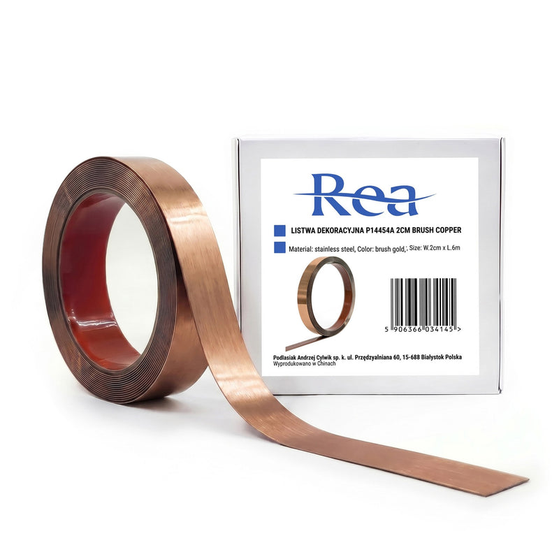 Bandă decorativă autoadezivă Rea P14454A 2cm Brush Copper - Inox - Cupru periat | SanitarePro