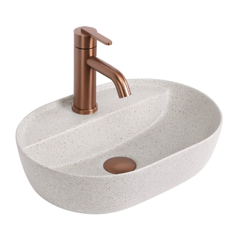 Lavoar pe blat Rea Aura 42 Sandy - Ceramică sanitară - Bej, Imitație piatră | SanitarePro