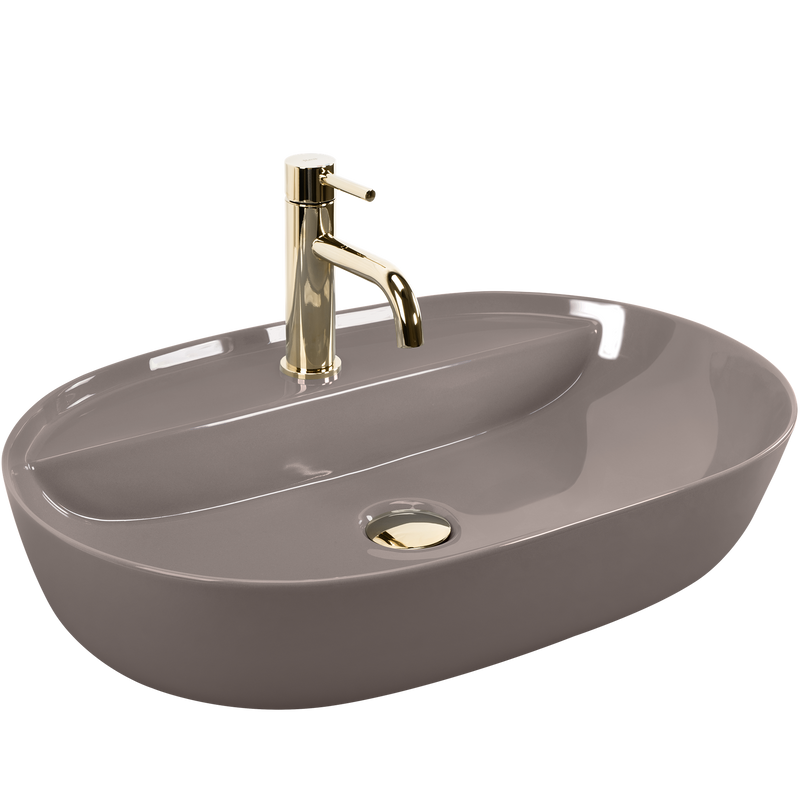 Lavoar de blat REA Aura 61 Beige Shiny - Ceramică sanitară - Bej | SanitarePro