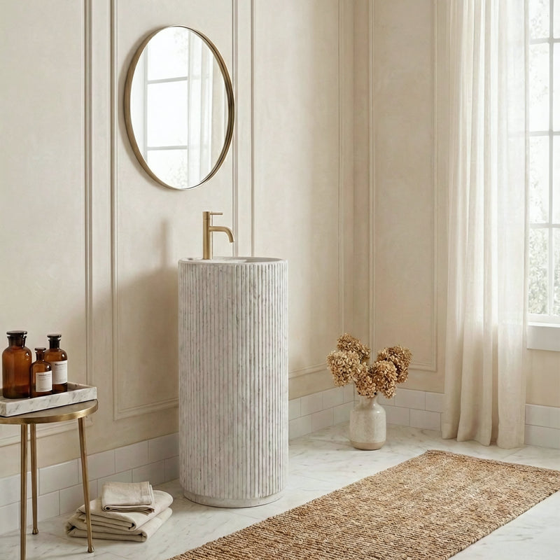 Lavoar independent REA Margarita - Artificial Stone (piatră compozită) - Alb, Imitație piatră | SanitarePro