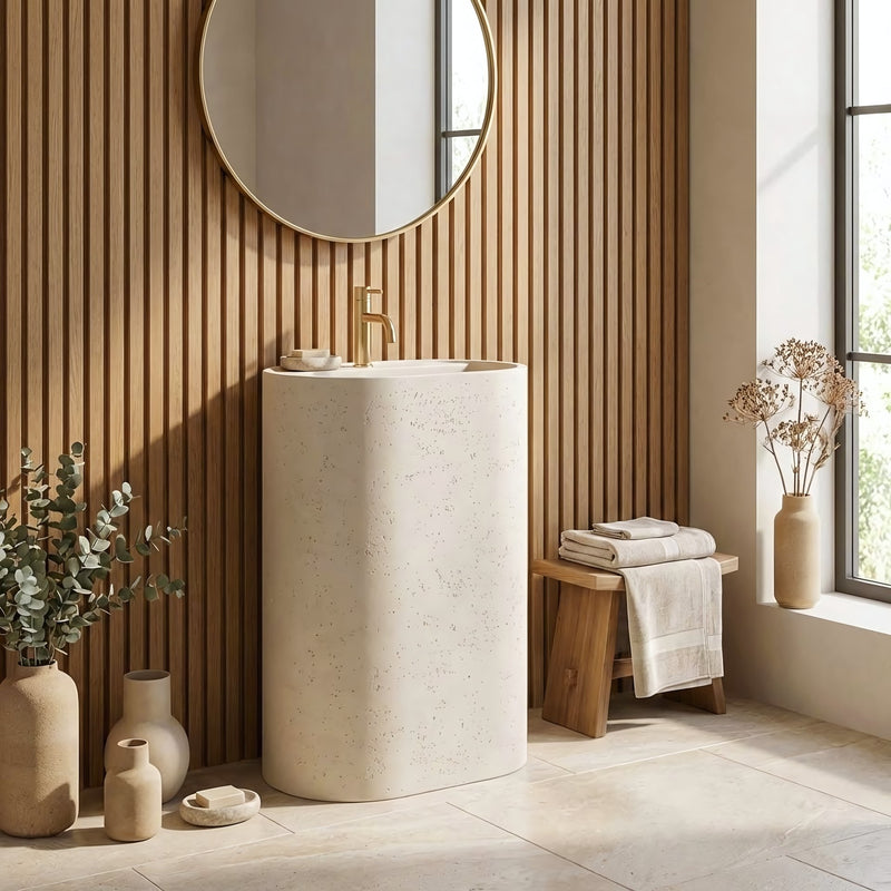 Lavoar independent REA Salento - Artificial Stone (piatră compozită) - Bej, Ecru | SanitarePro