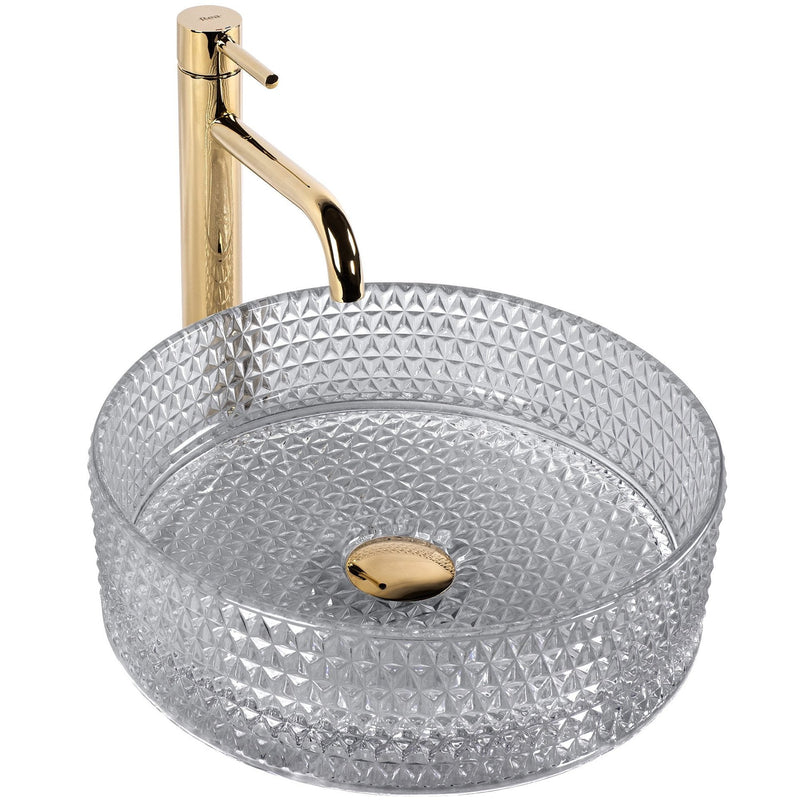 Lavoar pe blat Rea Cristal Light Grey - Sticla securizata - Gri, Transparent | SanitarePro