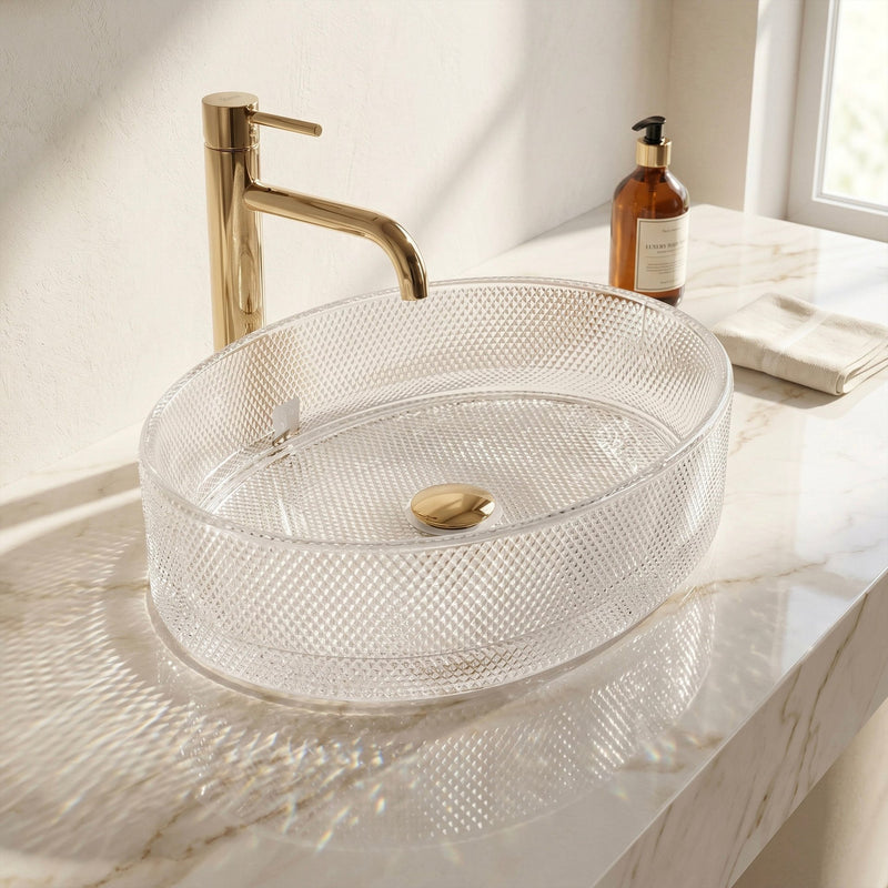Lavoar pe blat REA Mirella Transparent - Sticla securizata - Transparent | SanitarePro
