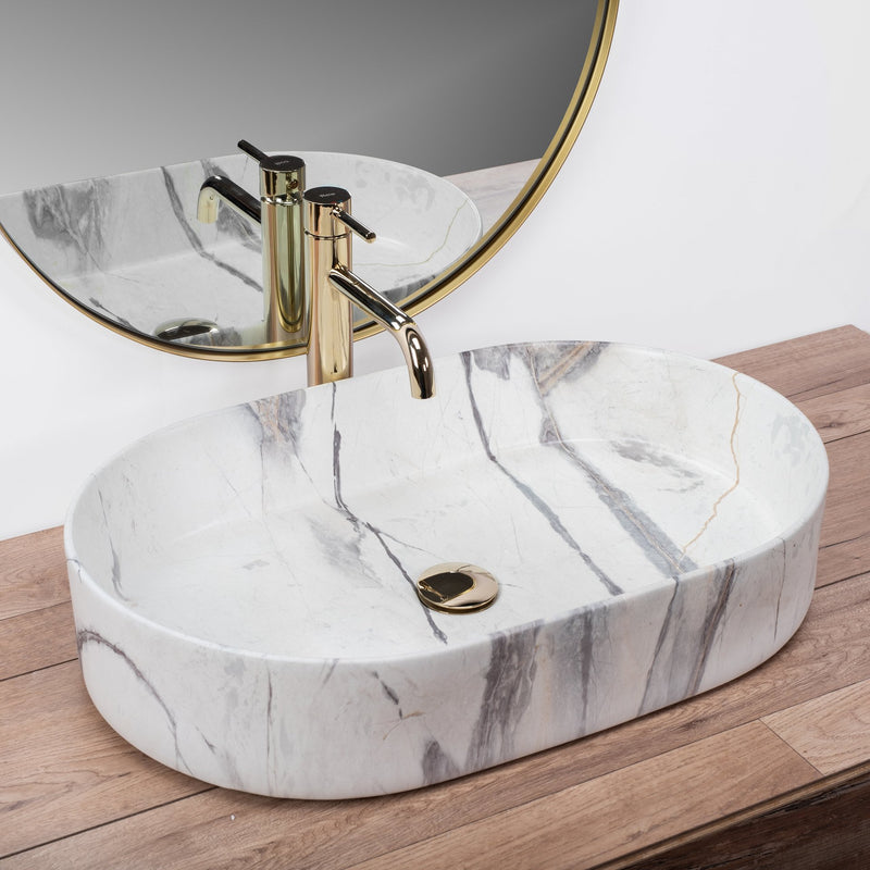 Lavoar pe blat Rea Nadia 60 Sand - Ceramică sanitară - Imitație piatră | SanitarePro