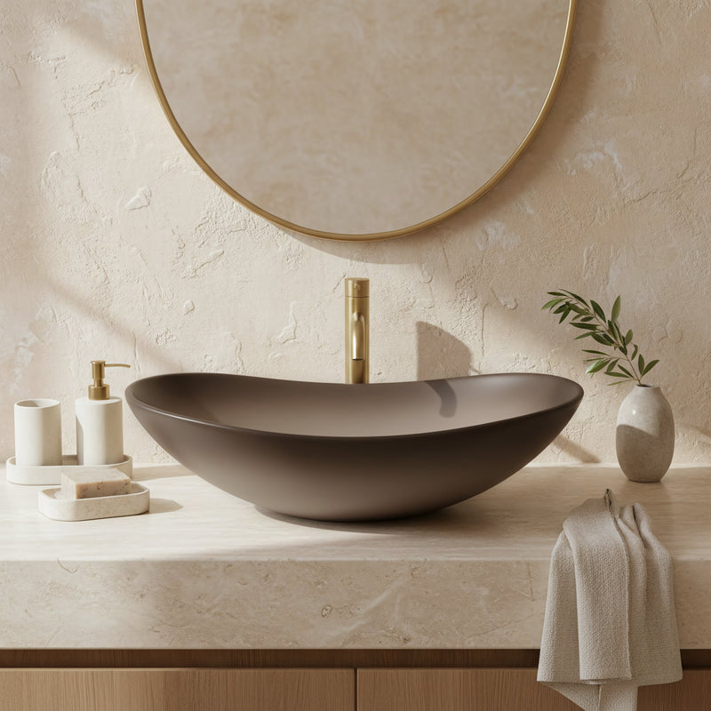 Lavoar pe blat Rea Royal Ombre - Ceramică sanitară - Bej, Maro | SanitarePro