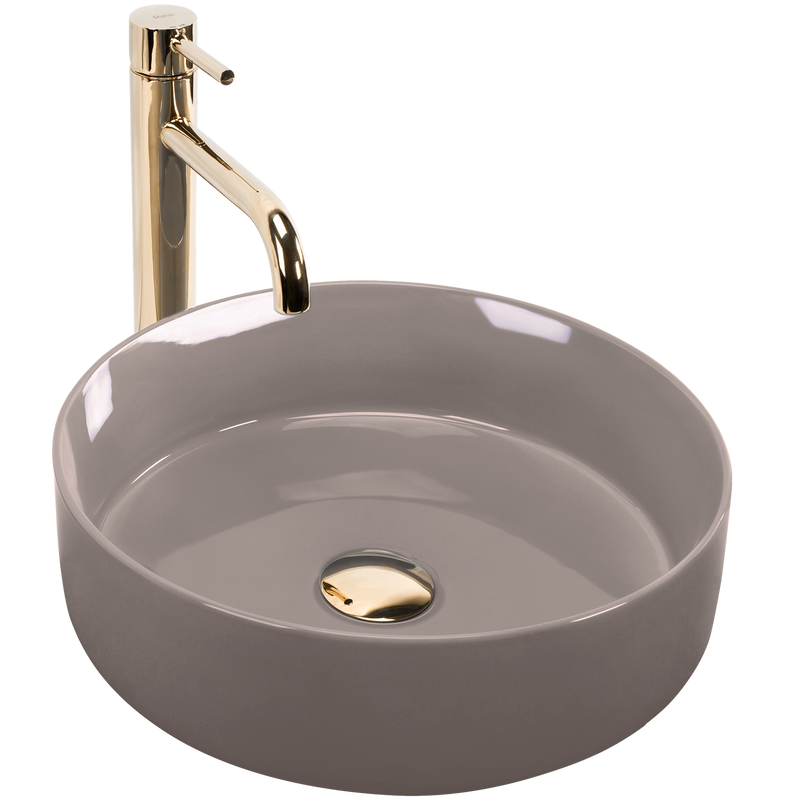 Lavoar pe blat Rea Sami Beige Shiny - Ceramică sanitară - Bej | SanitarePro