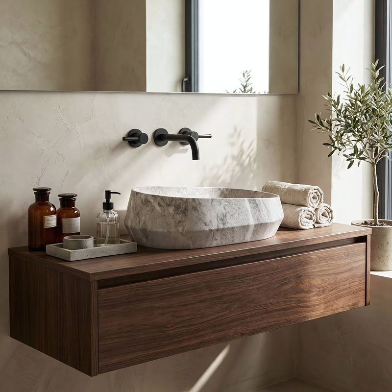 Lavoar pe blat Zoe Rock - Artificial Stone (piatră compozită) - Imitație piatră, Gri | SanitarePro