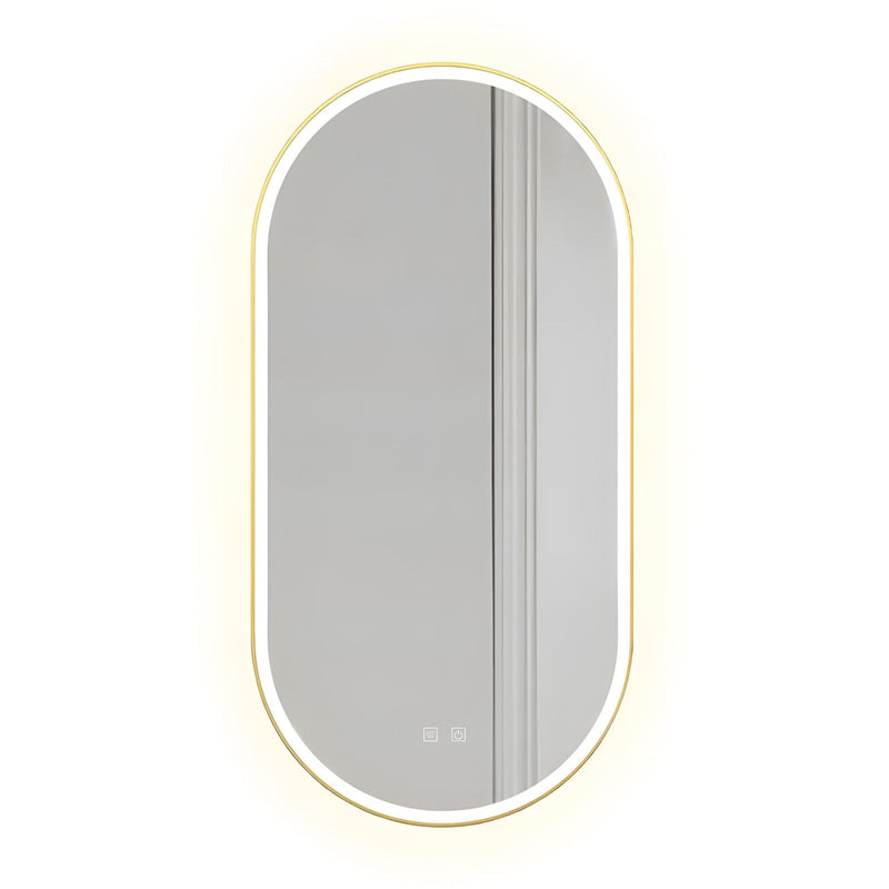 Oglindă LED OVL 50x100cm Brush Gold