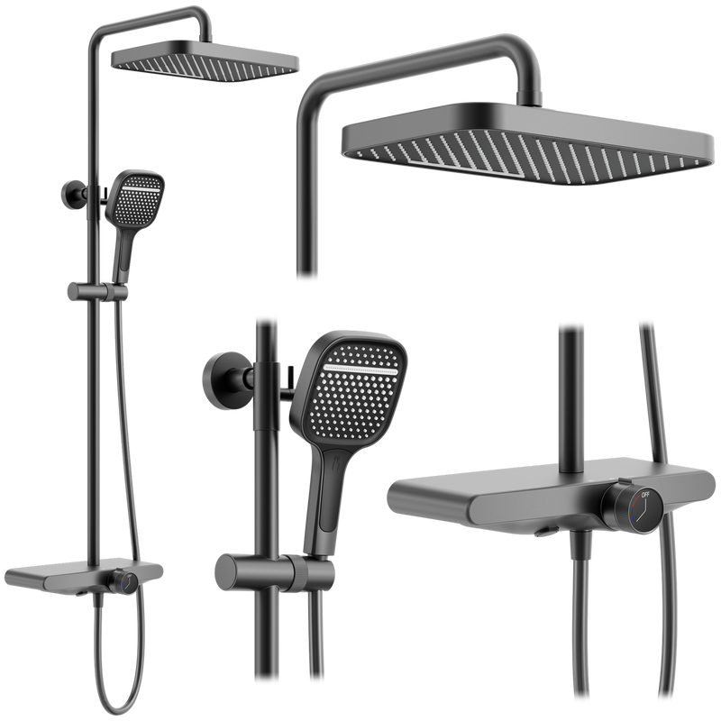 Set dus REA Bari Titanium - Alamă, ABS - Titan | SanitarePro