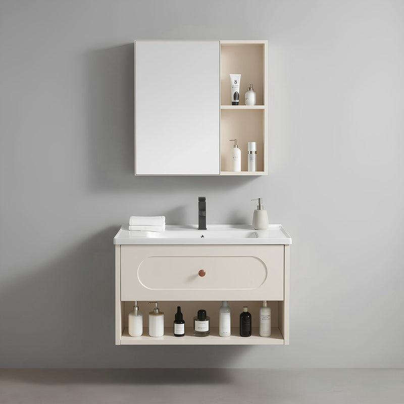 Set mobilier de baie cu lavoar River 60cm Creme
