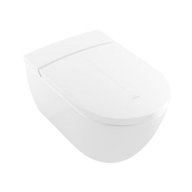 Set vas WC suspendat, Villeroy & Boch, ViClean-I100, DirectFlush, vas cu functie de bideu, alb