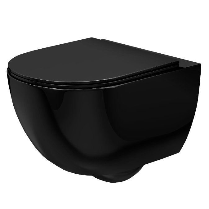Vas WC suspendabil Rea Carlo Mini Rimless Flat negru