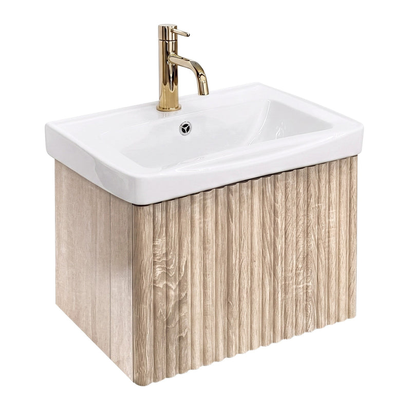 Dulap de baie cu lavoar Rea DB85-50-3 Orio Light 50cm - Placaj - Bej | SanitarePro