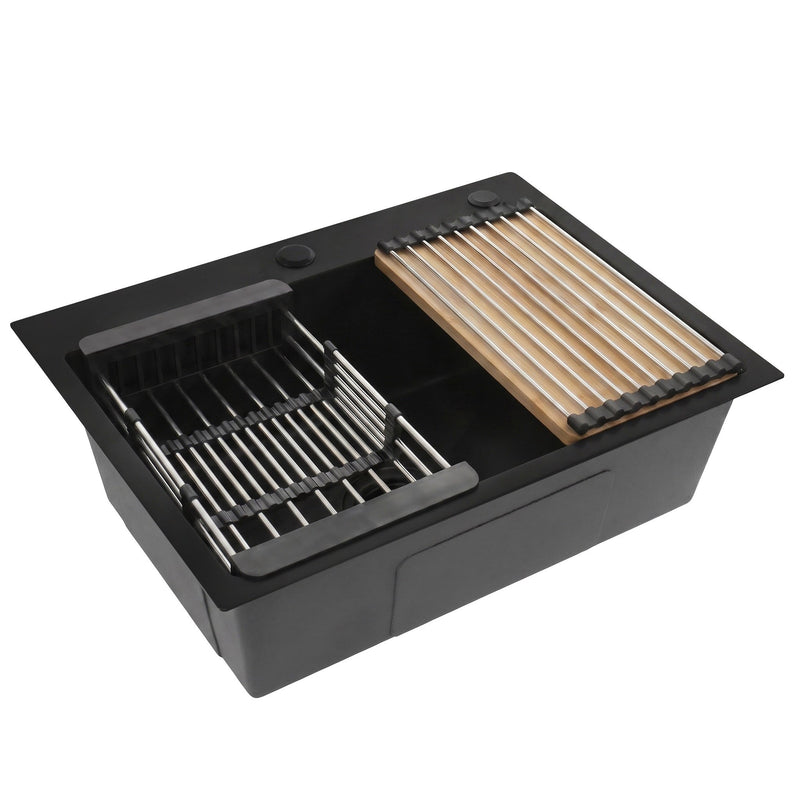 Chiuvetă din oțel cu set de accesorii 3 buc. REA Liam Black - Oţel inoxidabil - Negru | SanitarePro